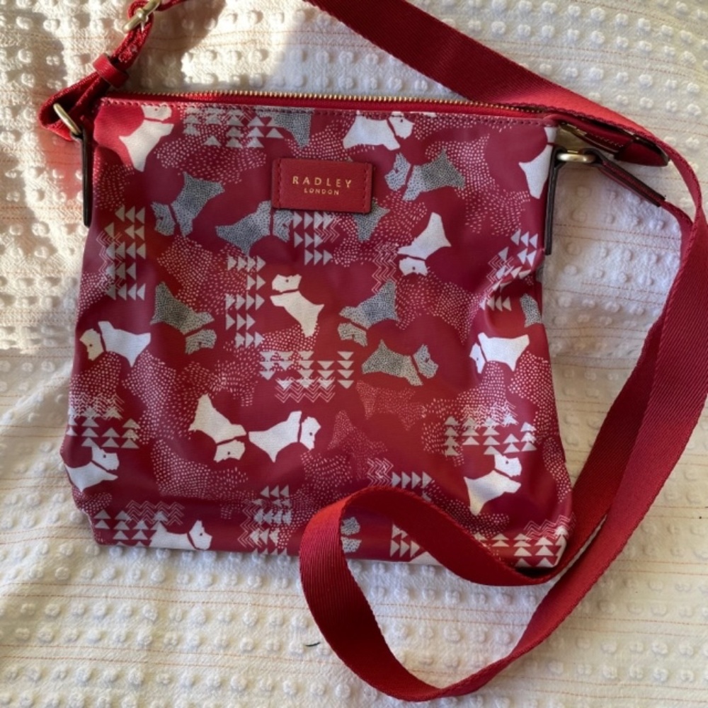 Radley London Coated Fabric Red & White dog print Multi internal sections